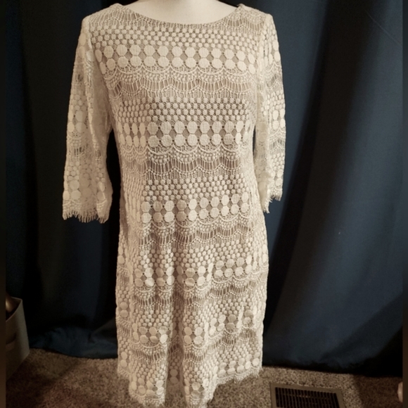 Jessica Howard brand size 10P lace boho/art deco/flapper style midi dress - Picture 2 of 13